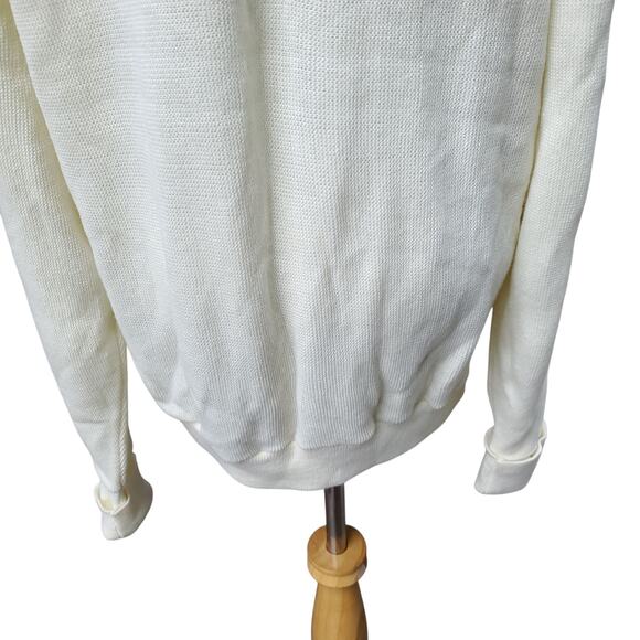Vintage McBriar Cream V-neck Acrylic Blank Varsity Cardigan Sweater Sz Large NWT - Picture 9 of 13